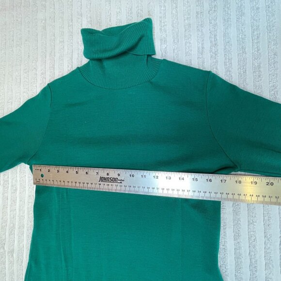Vintage Miss Magnin at I. Magnin Womens Medium Sheath Midi Dress Turtleneck Teal - Picture 8 of 9